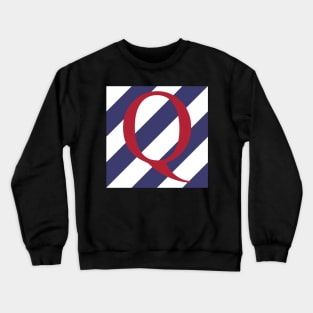 Old Glory Letter Q Red on Blue and White Stripes Crewneck Sweatshirt